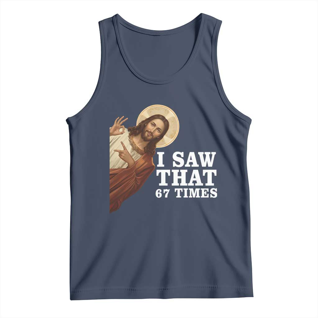 Funny Six Seven Meme Tank Top I Saw That 67 Times TS14 Navy Print Your Wear