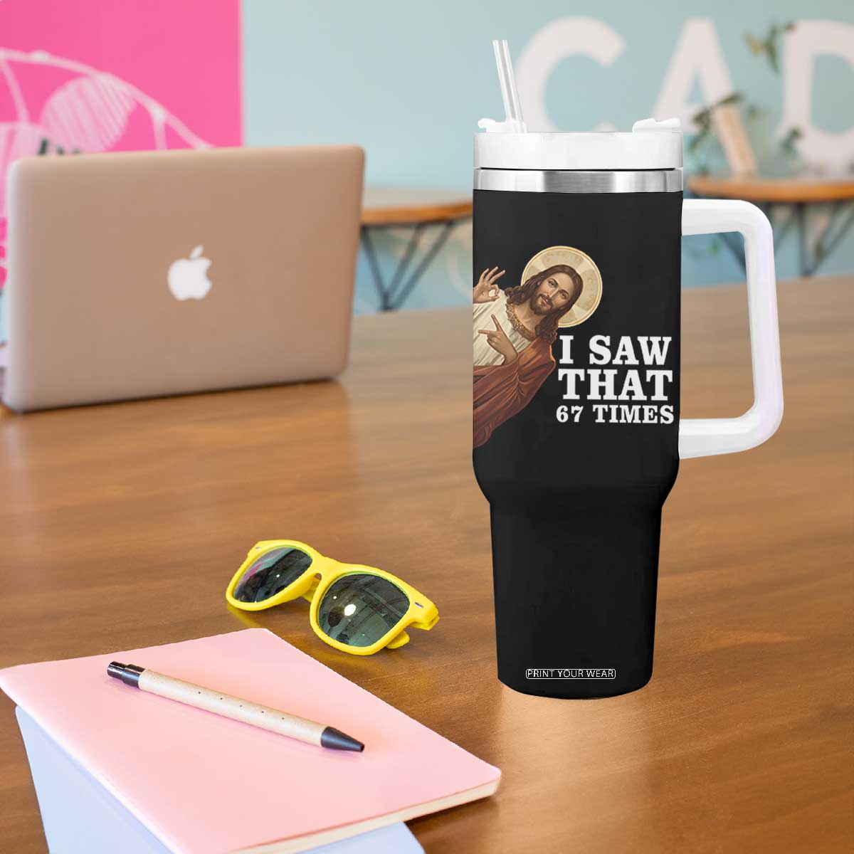 Funny Six Seven Meme Tumbler With Handle I Saw That 67 Times TS14 Print Your Wear