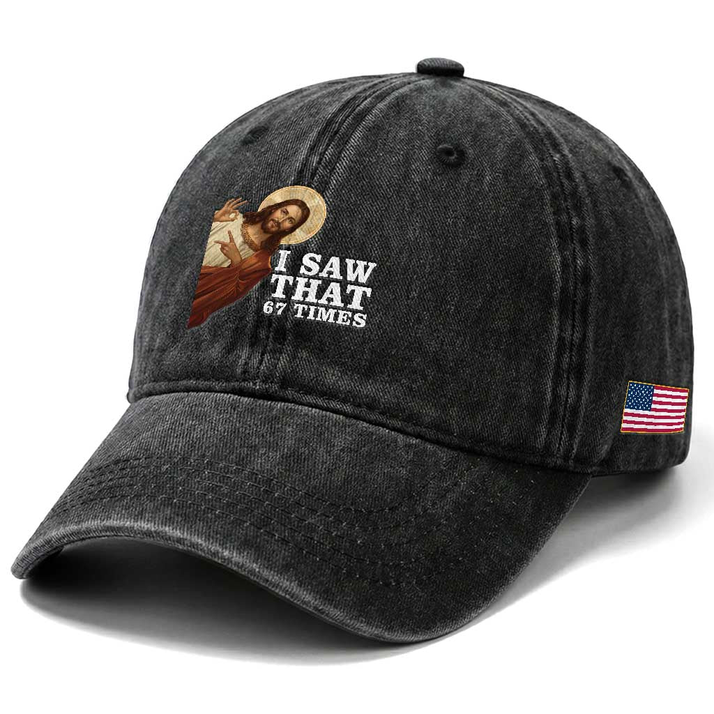 Funny Six Seven Meme Washed Cotton Baseball Cap I Saw That 67 Times TS14 Print Your Wear
