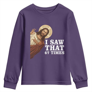 Funny Six Seven Meme Youth Sweatshirt I Saw That 67 Times TS14 Purple Print Your Wear