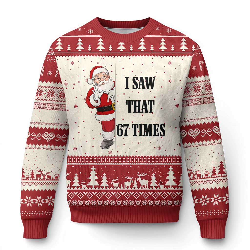 67 Six Seven Santa Xmas Meme Ugly Christmas Sweater I Saw That TS14 Beige Red Print Your Wear
