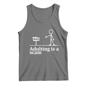 Adulting Is A Scam Tank Top Funny Quote Adult Humor TS14 Black Heather Print Your Wear