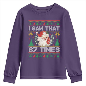 Funny Santa Christmas Youth Sweatshirt I Saw That 67 Times TS14 Purple Print Your Wear