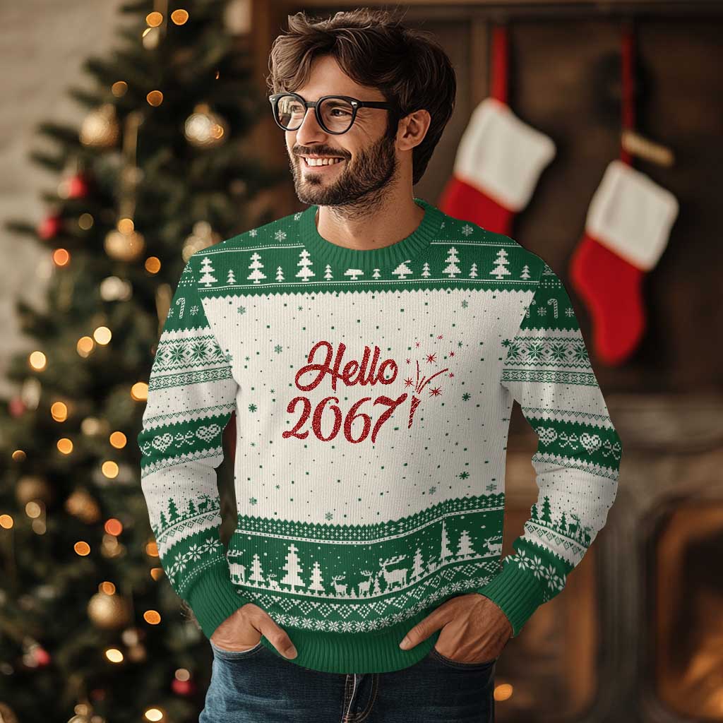 67 Six Seven Meme Ugly Christmas Sweater New Year 2026 TS14 Beige Green Print Your Wear
