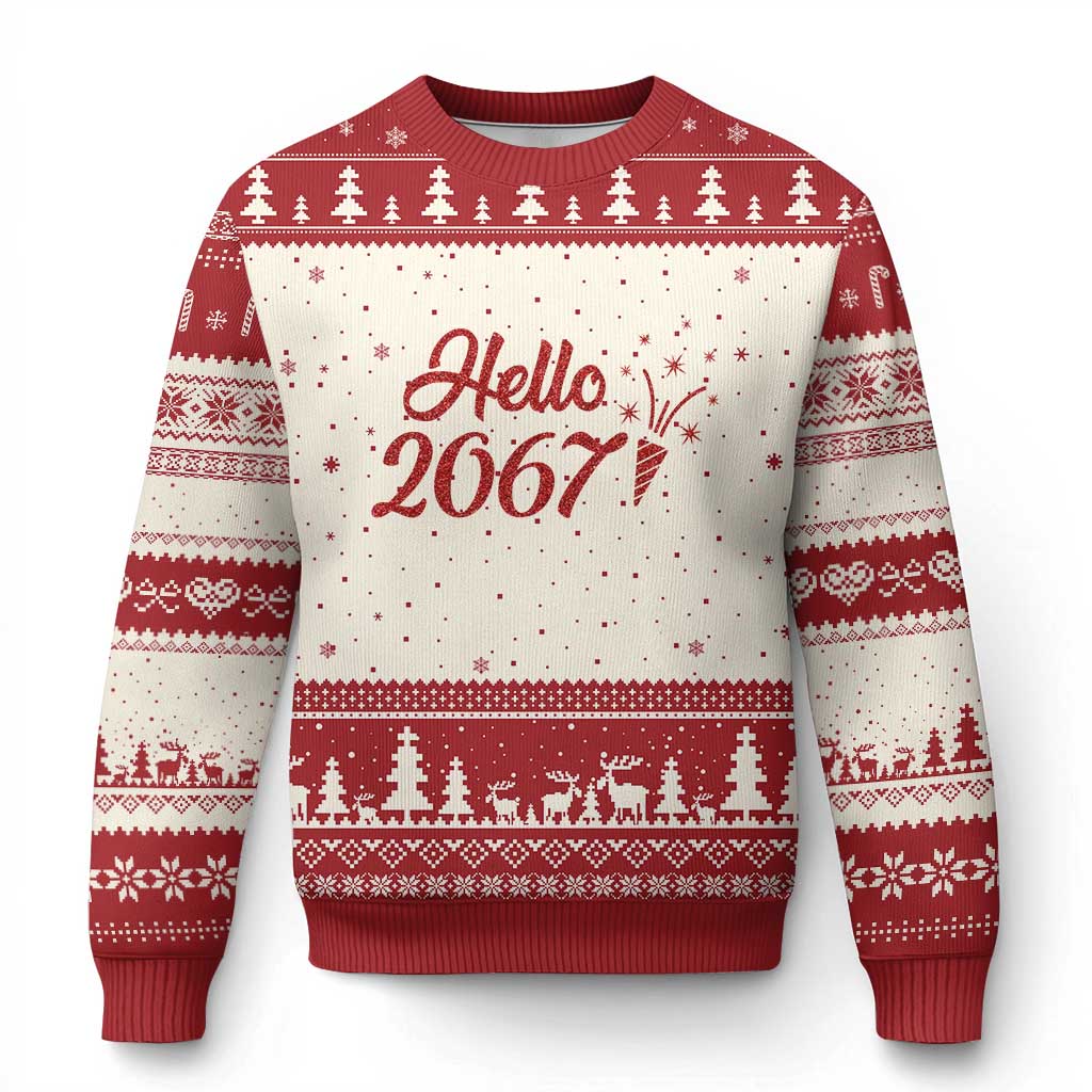 67 Six Seven Meme Ugly Christmas Sweater New Year 2026 TS14 Beige Red Print Your Wear