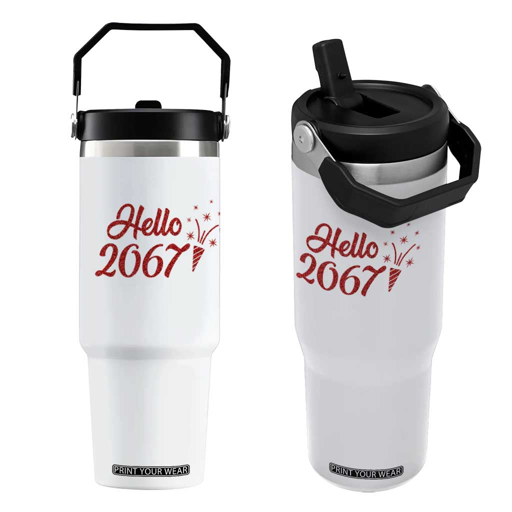 67 Six Seven Meme Flip Straw Tumbler New Year 2026 TS14 One Size: 30 oz White Print Your Wear
