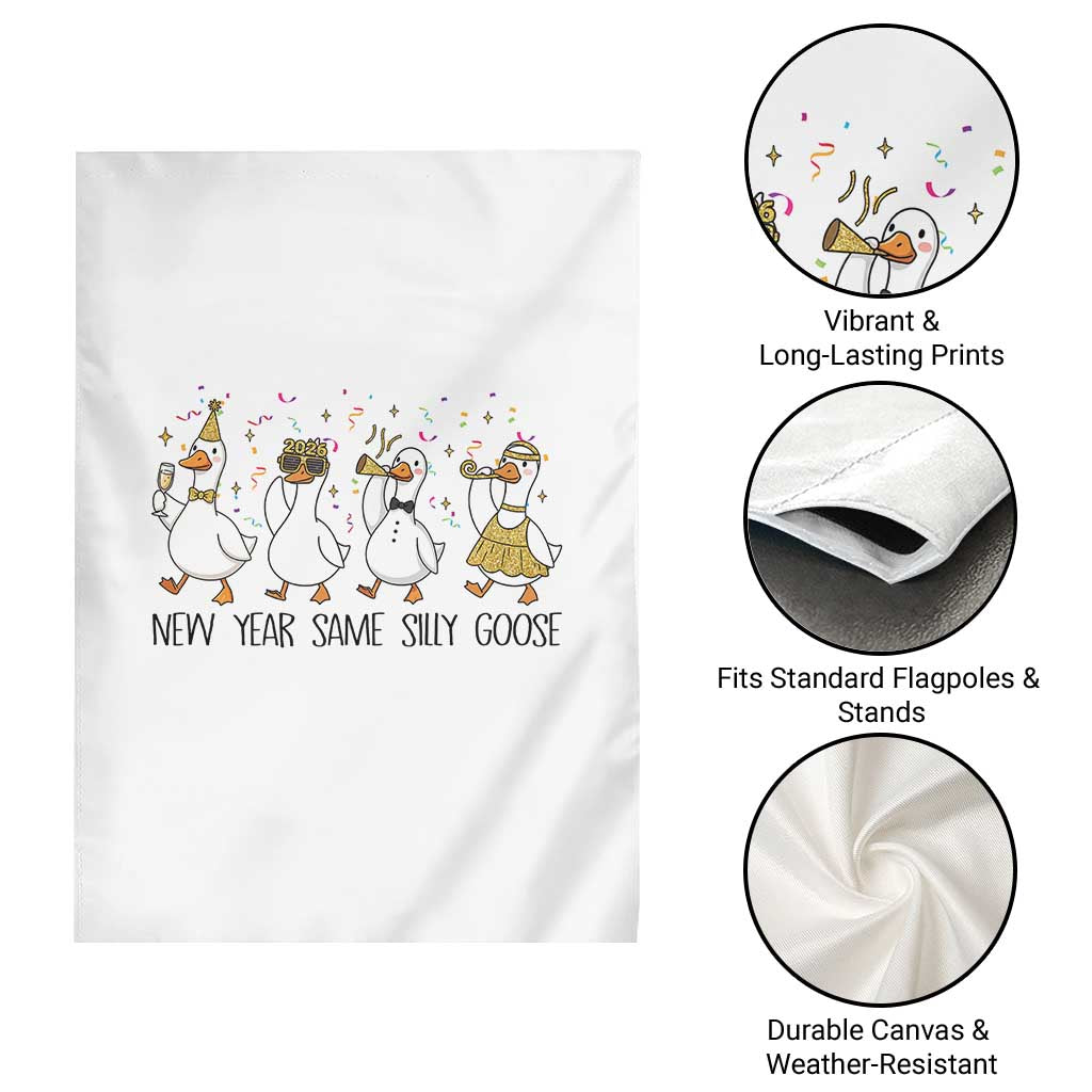 Silly Goose New Years 2026 Garden Flag Cute Goose Party Holiday TS14 Print Your Wear