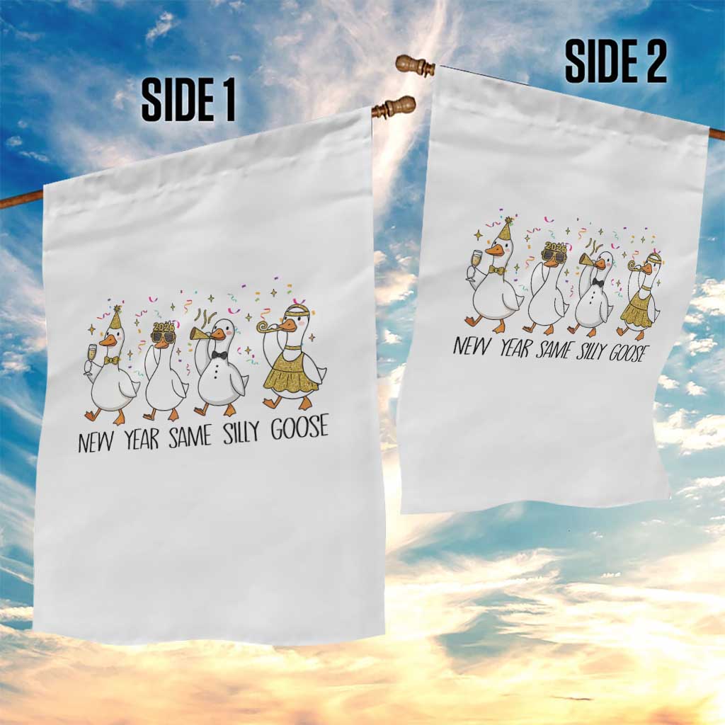Silly Goose New Years 2026 Garden Flag Cute Goose Party Holiday TS14 Print Your Wear