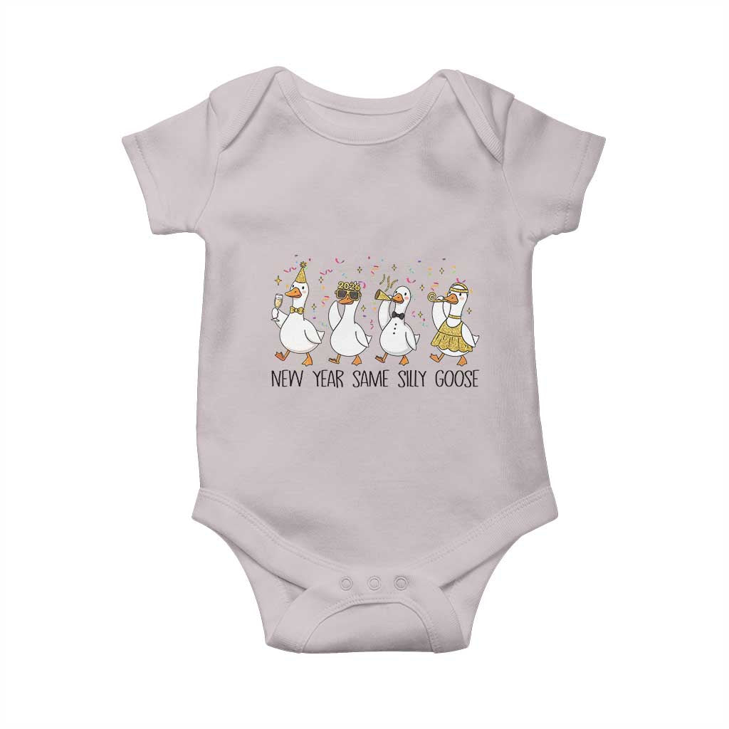 Silly Goose New Years 2026 Baby Onesie Cute Goose Party Holiday TS14 Ice Gray Print Your Wear
