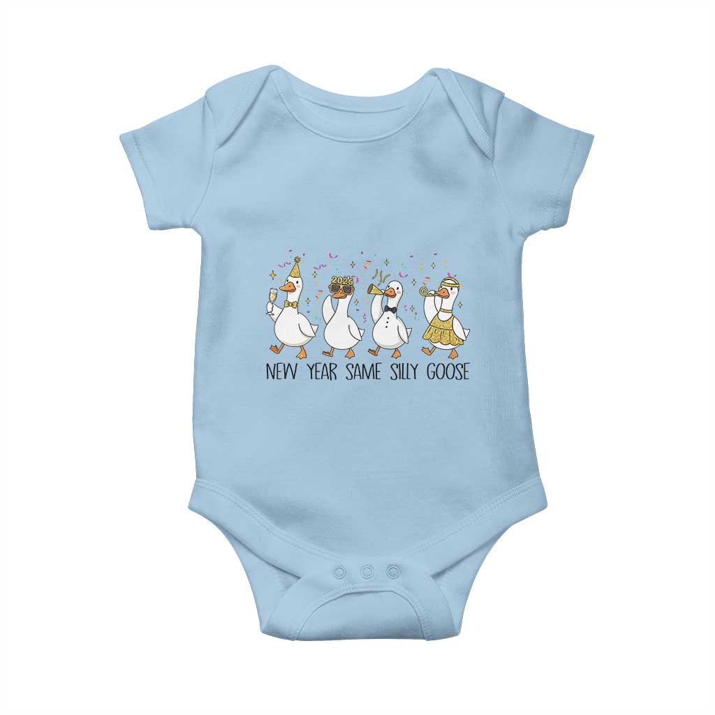 Silly Goose New Years 2026 Baby Onesie Cute Goose Party Holiday TS14 Light Blue Print Your Wear