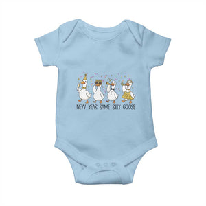 Silly Goose New Years 2026 Baby Onesie Cute Goose Party Holiday TS14 Light Blue Print Your Wear