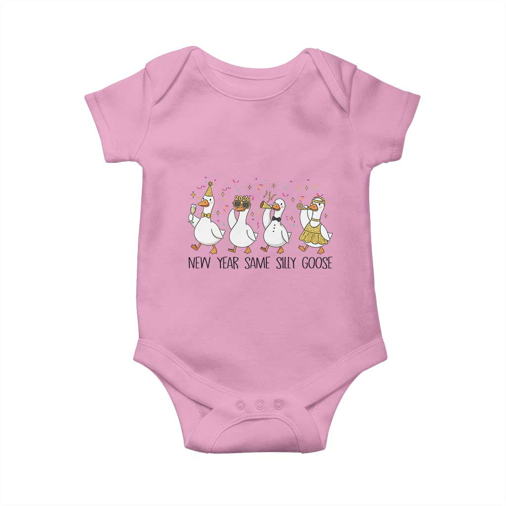 Silly Goose New Years 2026 Baby Onesie Cute Goose Party Holiday TS14 Light Pink Print Your Wear