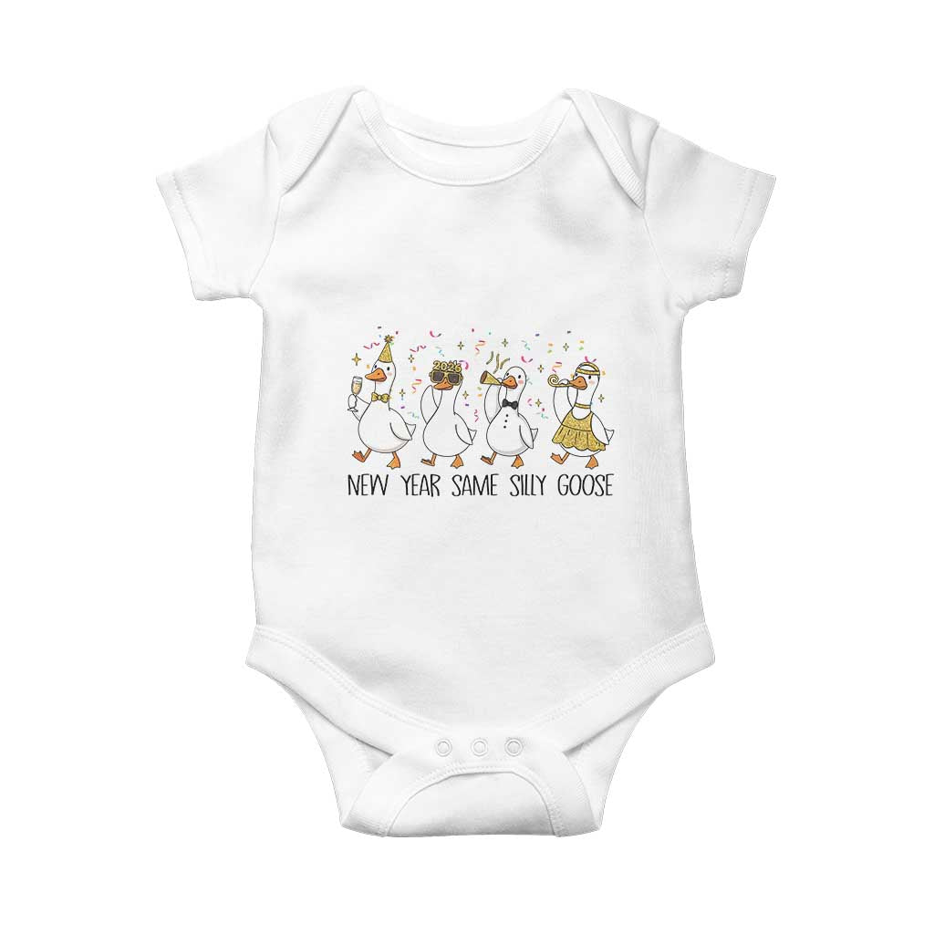 Silly Goose New Years 2026 Baby Onesie Cute Goose Party Holiday TS14 White Print Your Wear