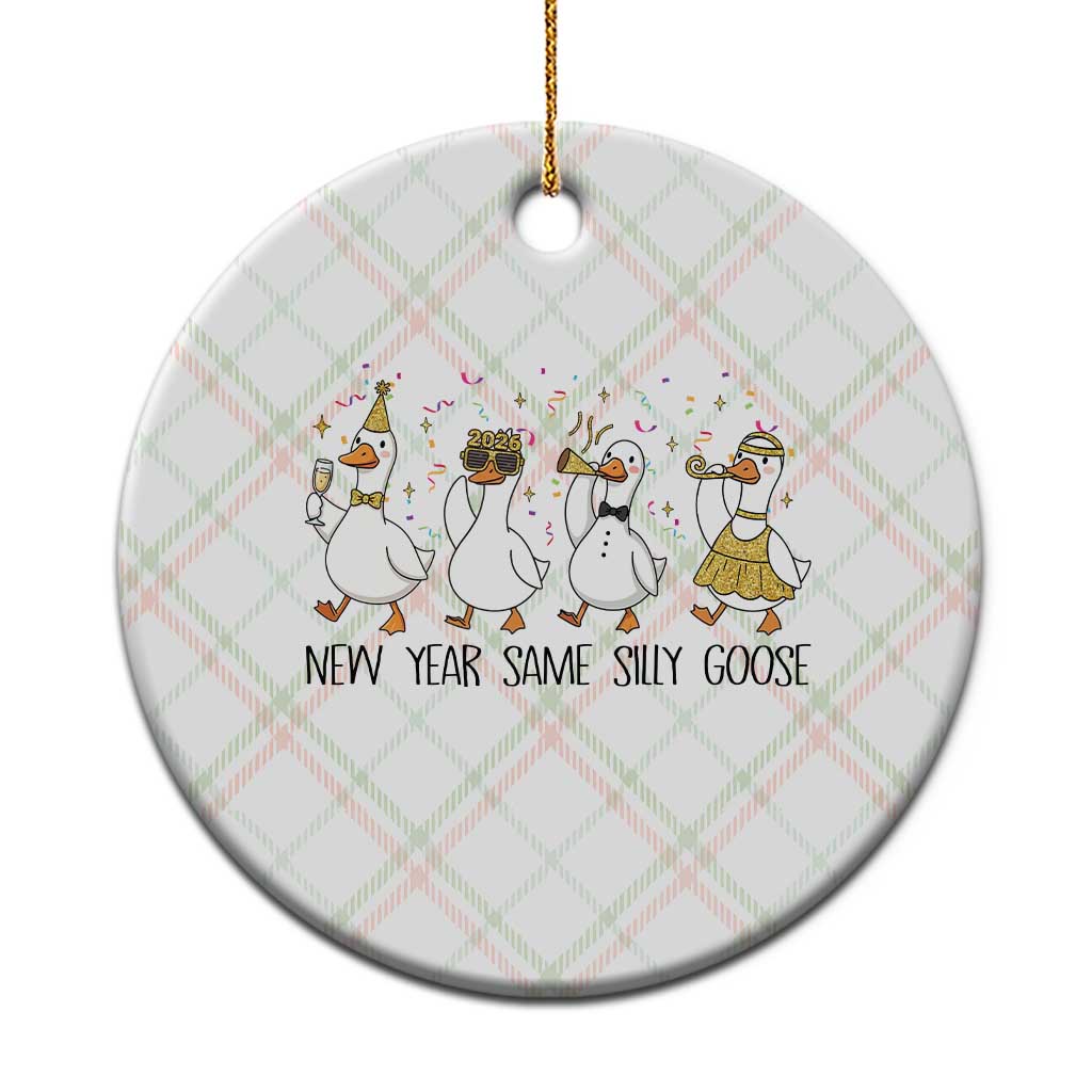 Silly Goose New Years 2026 Ceramic Ornament Cute Goose Party Holiday TS14 1pc Christmas Plaid Print Your Wear