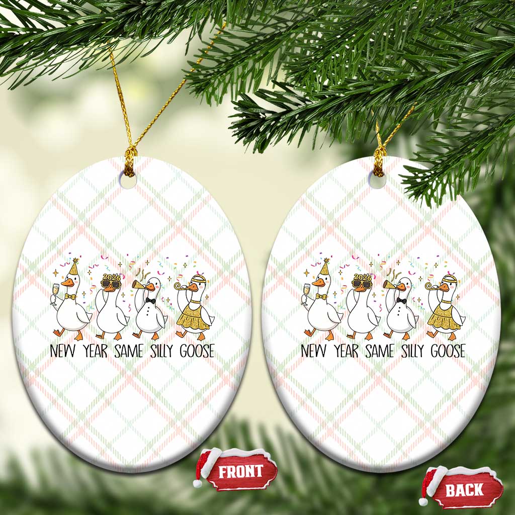 Silly Goose New Years 2026 Ceramic Ornament Cute Goose Party Holiday TS14 Print Your Wear