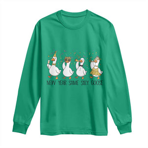 Silly Goose New Years 2026 Long Sleeve Shirt Cute Goose Party Holiday TS14 Irish Green Print Your Wear