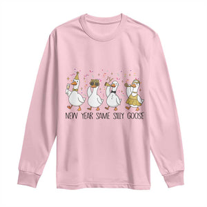 Silly Goose New Years 2026 Long Sleeve Shirt Cute Goose Party Holiday TS14 Light Pink Print Your Wear