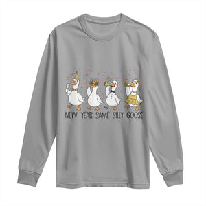 Silly Goose New Years 2026 Long Sleeve Shirt Cute Goose Party Holiday TS14 Sport Gray Print Your Wear