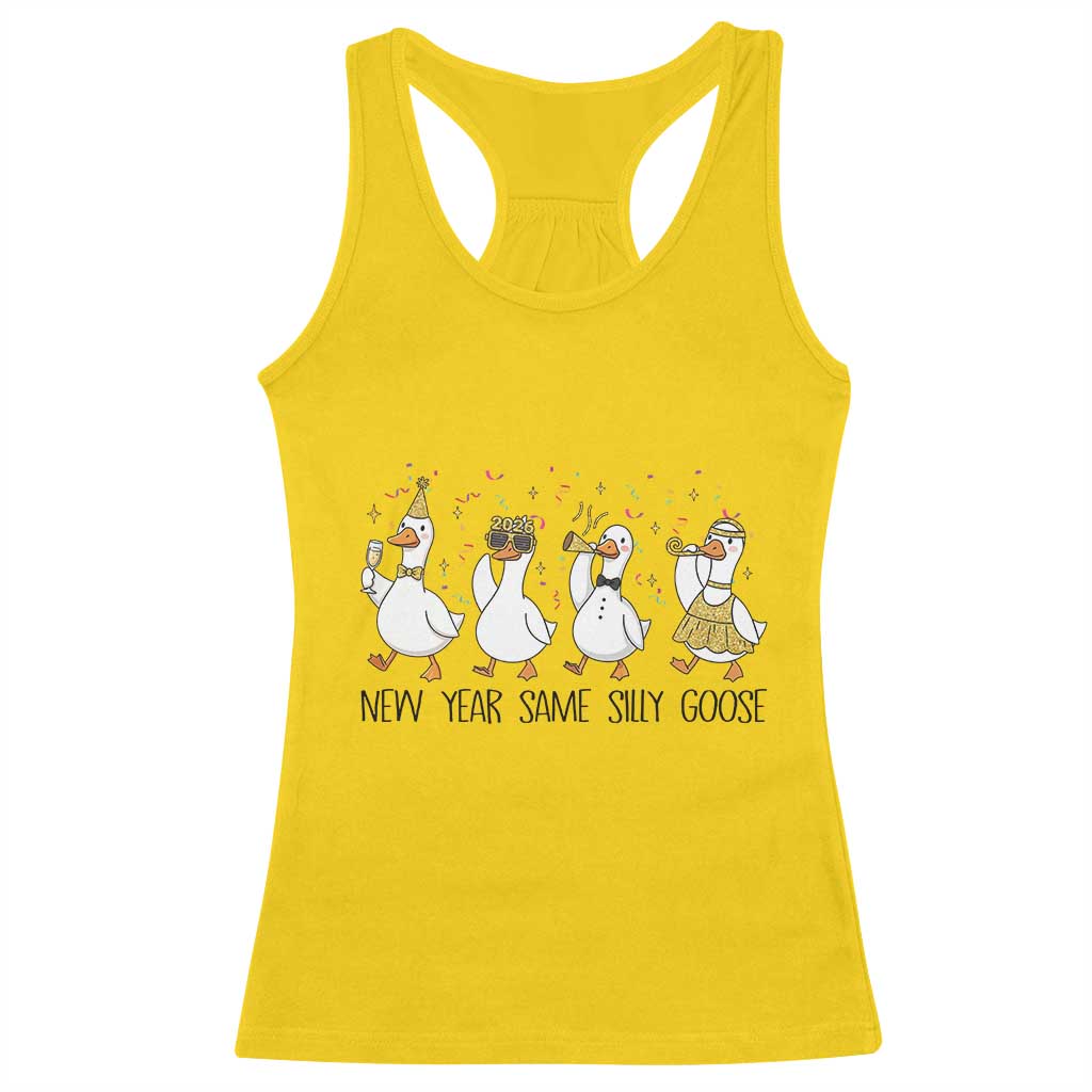 Silly Goose New Years 2026 Racerback Tank Top Cute Goose Party Holiday TS14 Daisy Print Your Wear