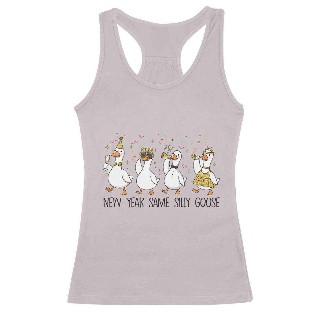 Silly Goose New Years 2026 Racerback Tank Top Cute Goose Party Holiday TS14 Ice Gray Print Your Wear