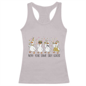 Silly Goose New Years 2026 Racerback Tank Top Cute Goose Party Holiday TS14 Ice Gray Print Your Wear