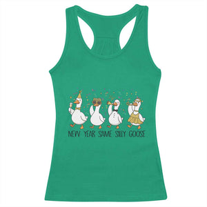Silly Goose New Years 2026 Racerback Tank Top Cute Goose Party Holiday TS14 Irish Green Print Your Wear