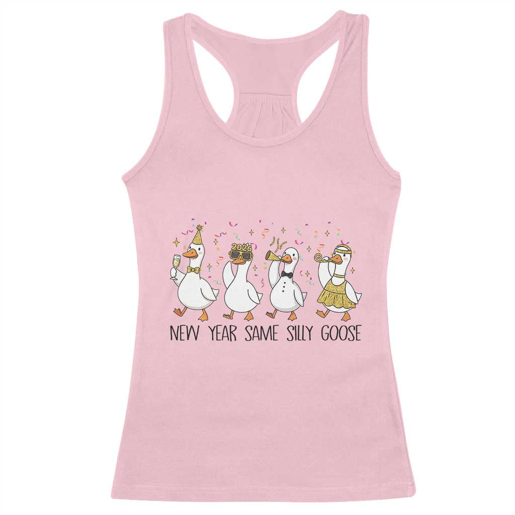 Silly Goose New Years 2026 Racerback Tank Top Cute Goose Party Holiday TS14 Light Pink Print Your Wear