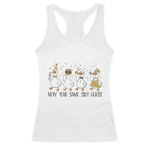 Silly Goose New Years 2026 Racerback Tank Top Cute Goose Party Holiday TS14 White Print Your Wear