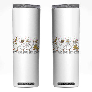 Silly Goose New Years 2026 Skinny Tumbler Cute Goose Party Holiday TS14 White Print Your Wear