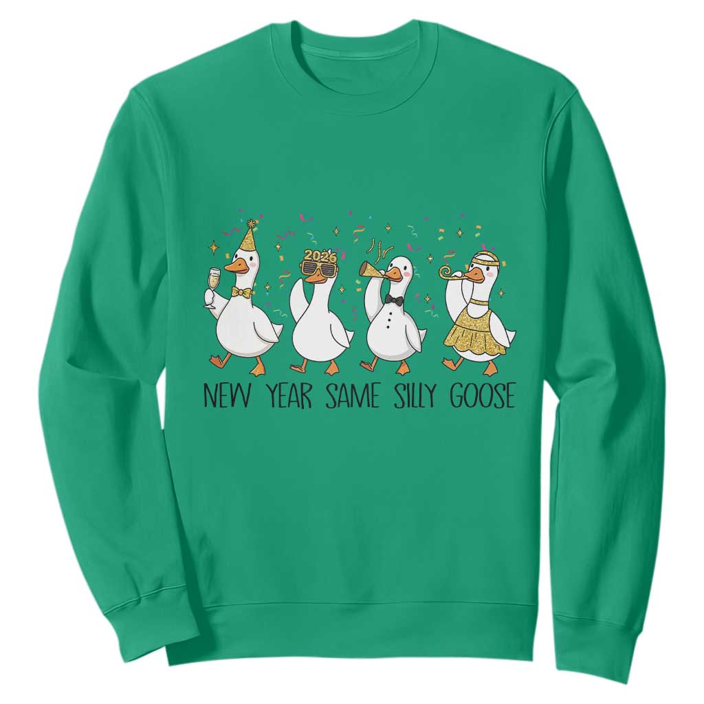 Silly Goose New Years 2026 Sweatshirt Cute Goose Party Holiday TS14 Irish Green Print Your Wear