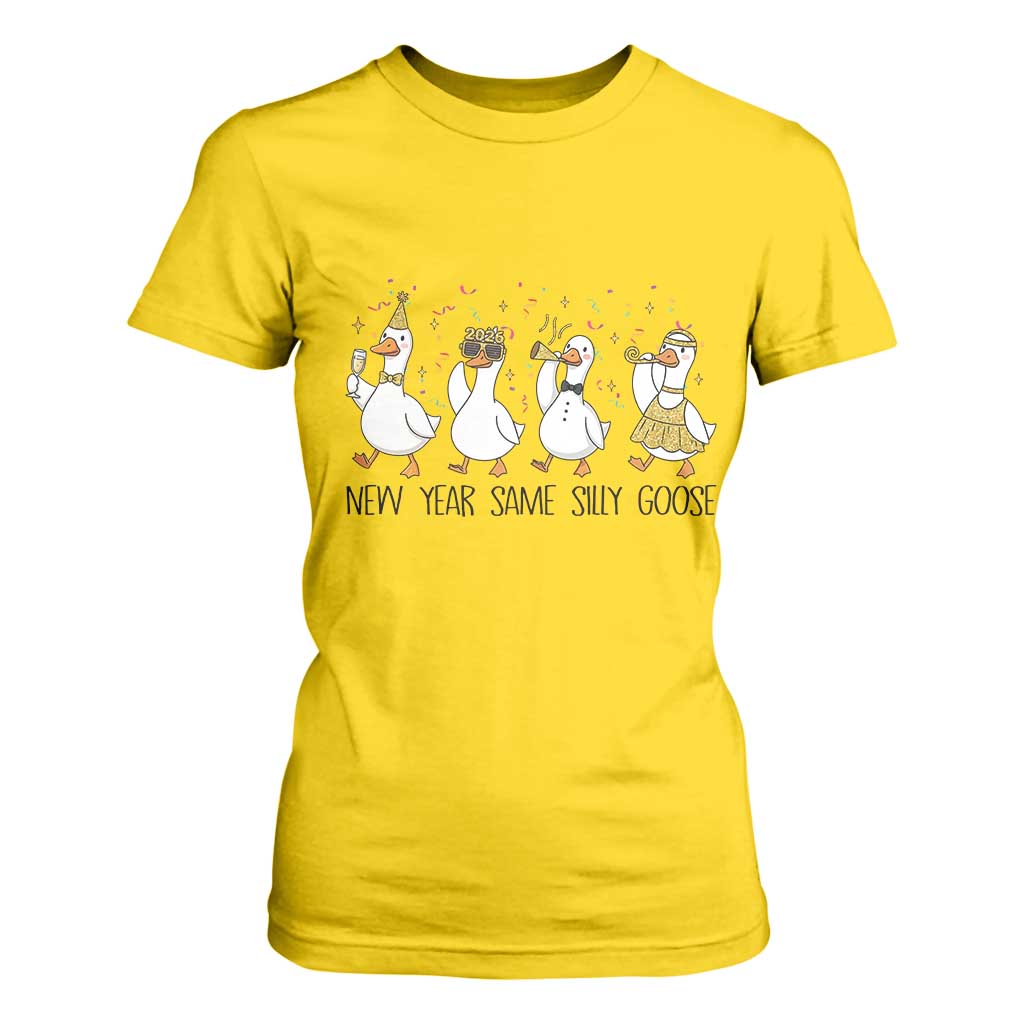Silly Goose New Years 2026 T Shirt For Women Cute Goose Party Holiday TS14 Daisy Print Your Wear