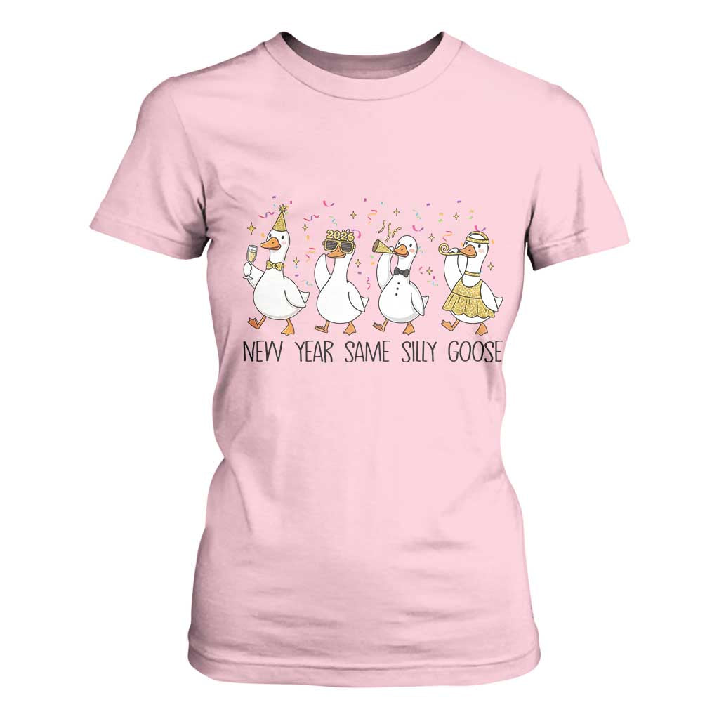 Silly Goose New Years 2026 T Shirt For Women Cute Goose Party Holiday TS14 Light Pink Print Your Wear