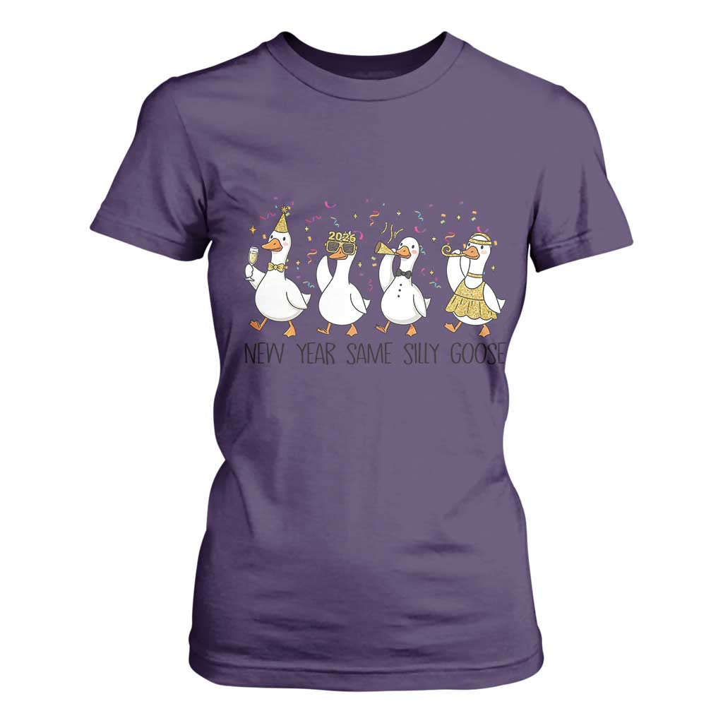 Silly Goose New Years 2026 T Shirt For Women Cute Goose Party Holiday TS14 Purple Print Your Wear