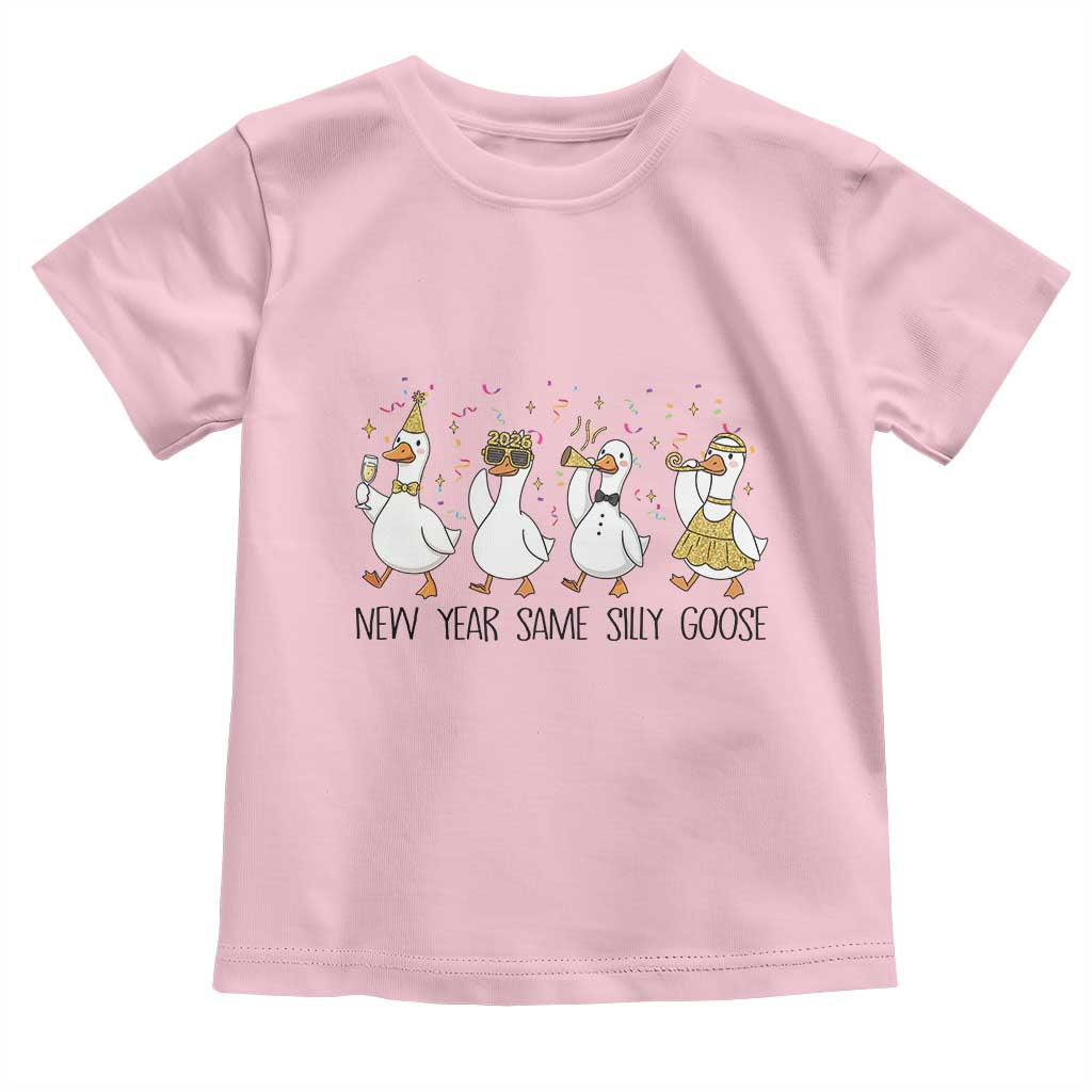 Silly Goose New Years 2026 Toddler T Shirt Cute Goose Party Holiday TS14 Light Pink Print Your Wear
