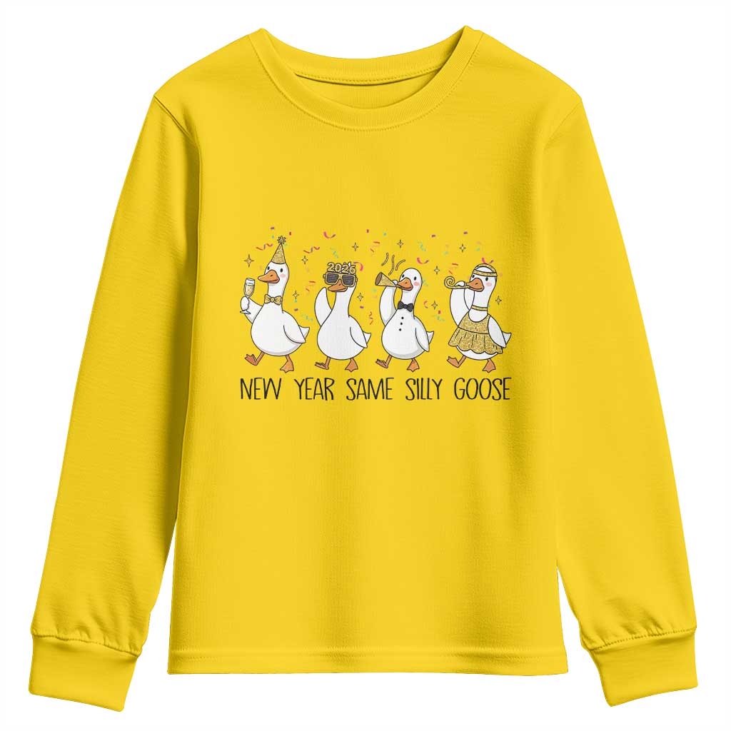 Silly Goose New Years 2026 Youth Sweatshirt Cute Goose Party Holiday TS14 Daisy Print Your Wear