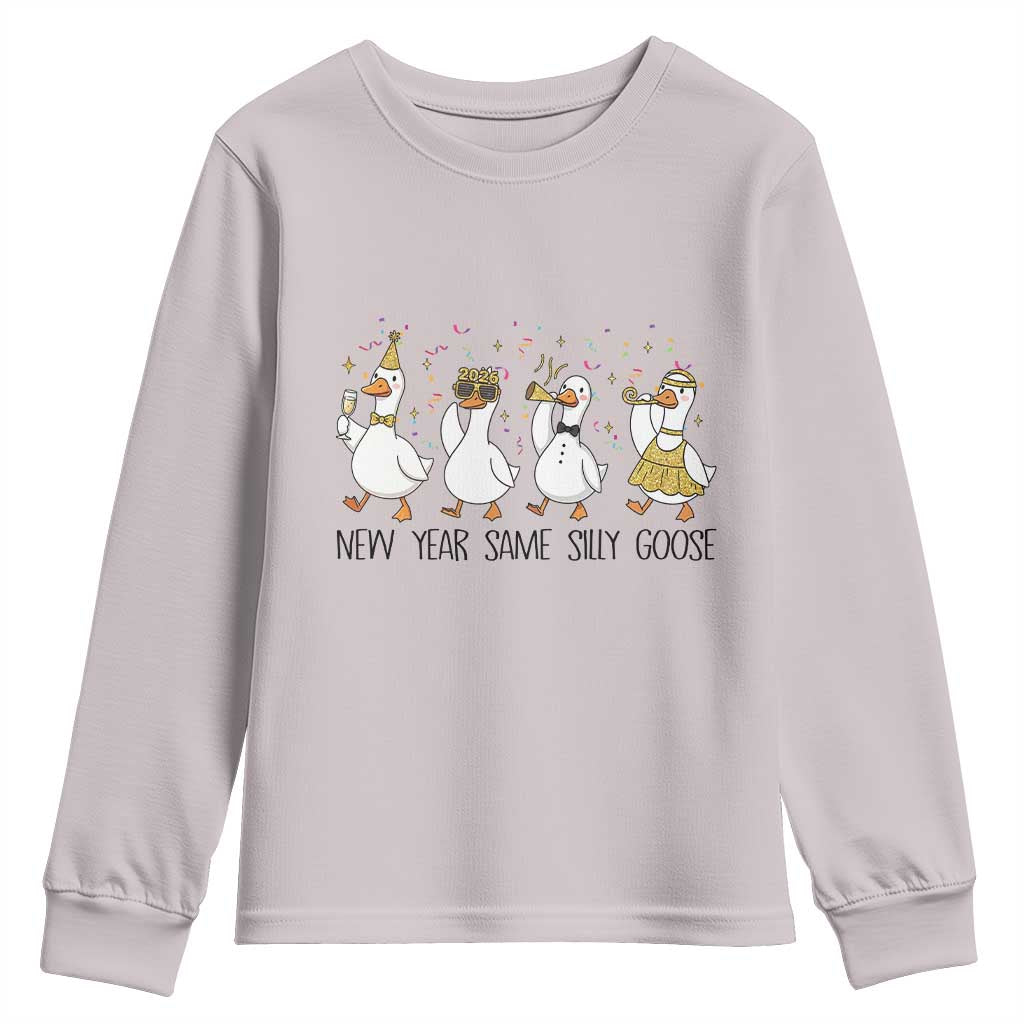 Silly Goose New Years 2026 Youth Sweatshirt Cute Goose Party Holiday TS14 Ice Gray Print Your Wear