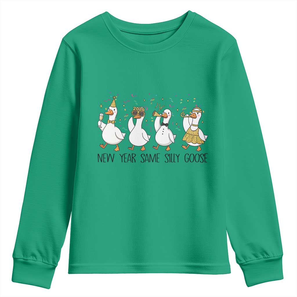 Silly Goose New Years 2026 Youth Sweatshirt Cute Goose Party Holiday TS14 Irish Green Print Your Wear
