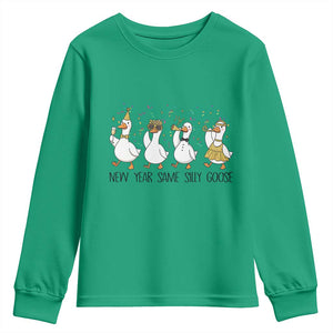Silly Goose New Years 2026 Youth Sweatshirt Cute Goose Party Holiday TS14 Irish Green Print Your Wear