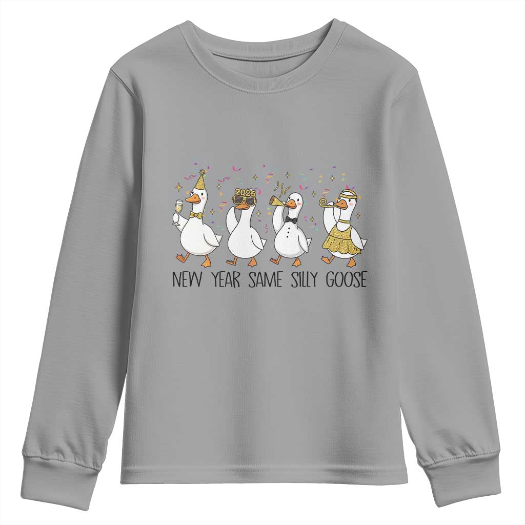 Silly Goose New Years 2026 Youth Sweatshirt Cute Goose Party Holiday TS14 Sport Gray Print Your Wear