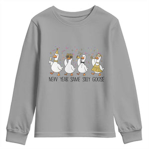 Silly Goose New Years 2026 Youth Sweatshirt Cute Goose Party Holiday TS14 Sport Gray Print Your Wear