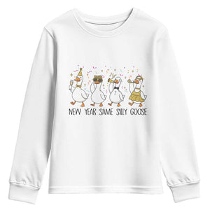 Silly Goose New Years 2026 Youth Sweatshirt Cute Goose Party Holiday TS14 White Print Your Wear