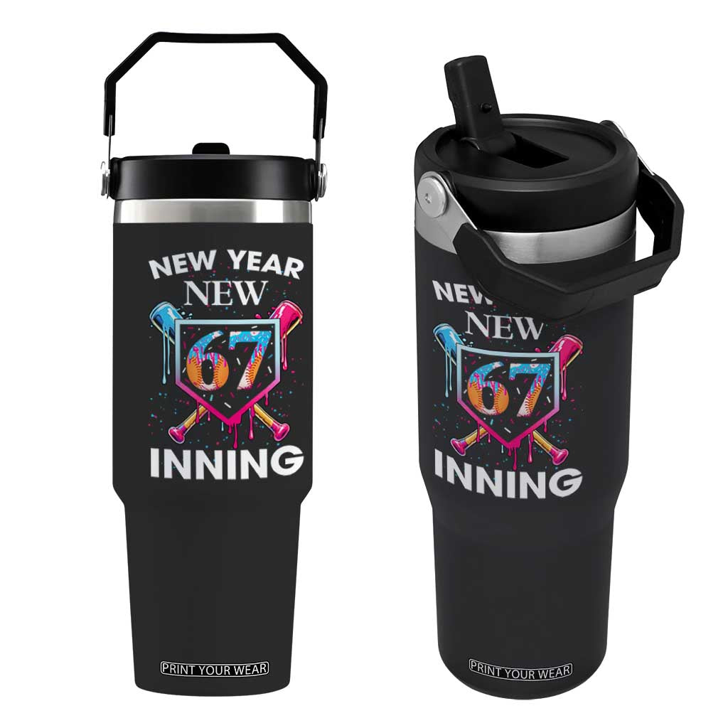 Funny Six Seven Meme Flip Straw Tumbler 67 Number Sports American Football Ice Cream Drip TS14 One Size: 30 oz Black Print Your Wear