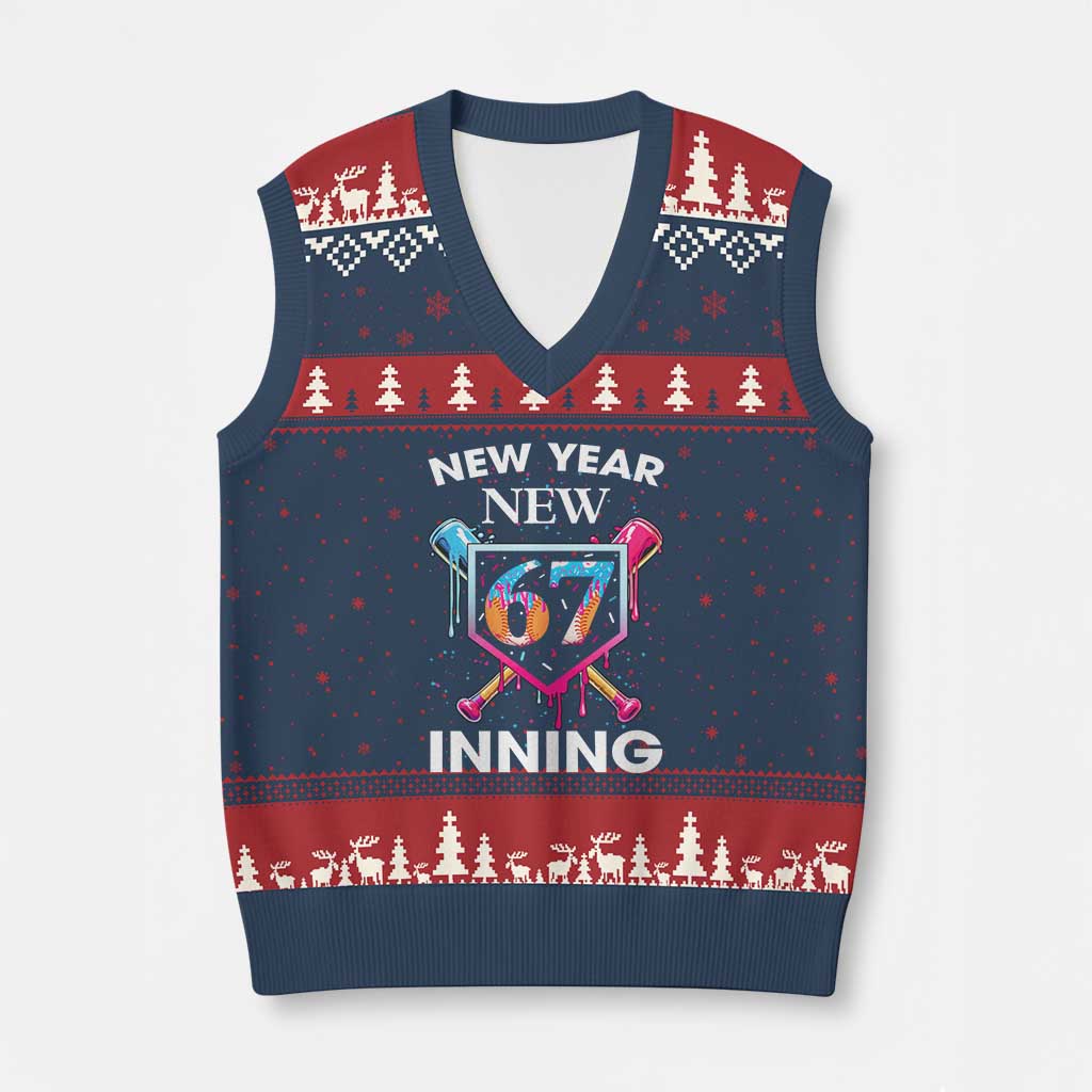 Funny Six Seven Meme V-Neck Knit Sweater Vest 67 Number Sports American Football Ice Cream Drip TS14 Navy Red Print Your Wear