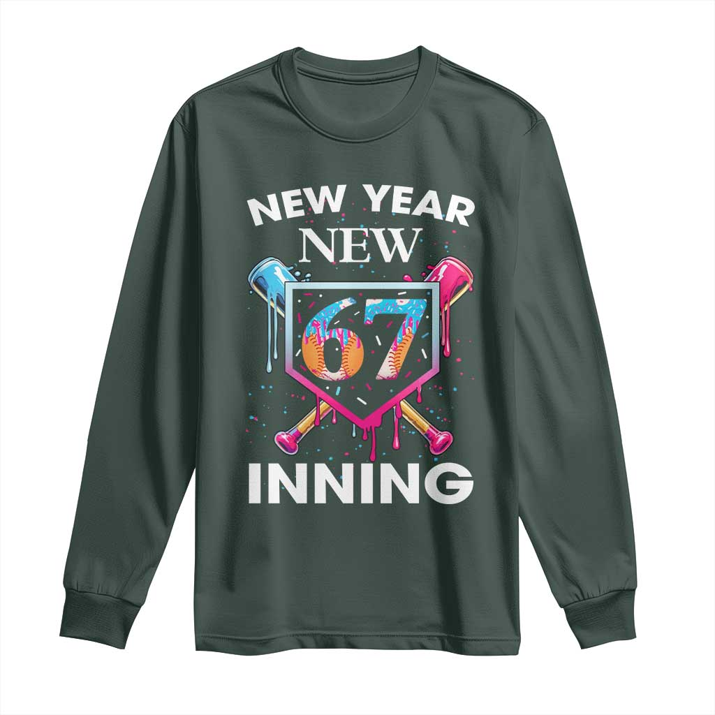 Funny Six Seven Meme Long Sleeve Shirt 67 Number Sports American Football Ice Cream Drip TS14 Dark Forest Green Print Your Wear