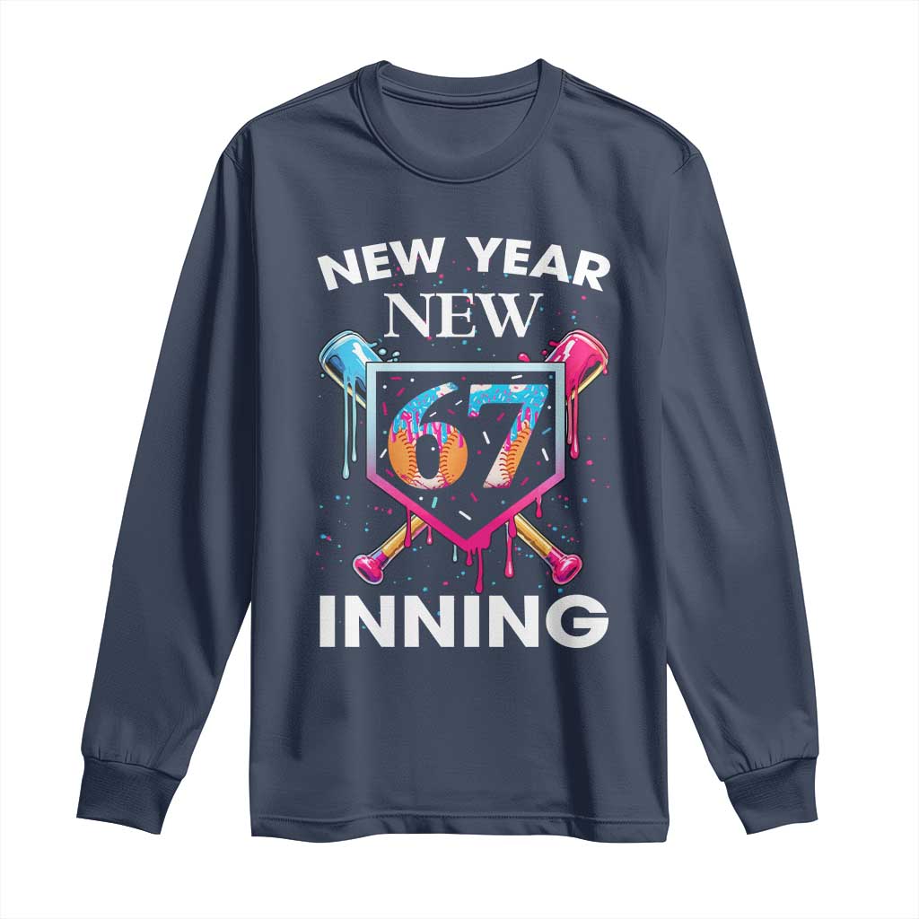 Funny Six Seven Meme Long Sleeve Shirt 67 Number Sports American Football Ice Cream Drip TS14 Navy Print Your Wear