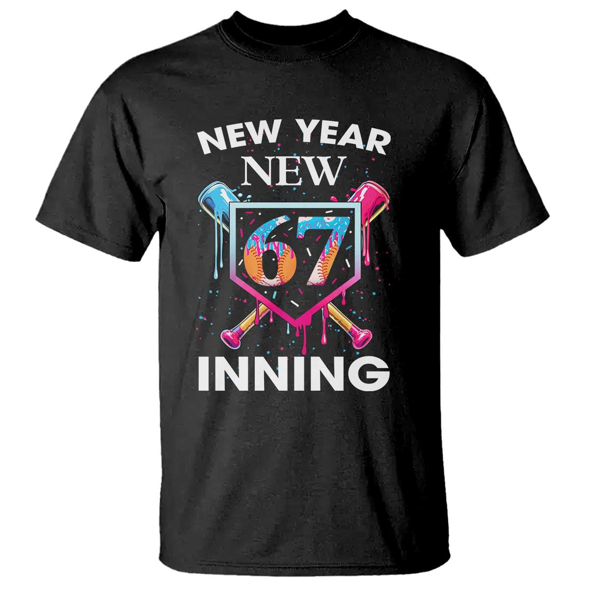 Funny Six Seven Meme T Shirt 67 Number Sports American Football Ice Cream Drip TS14 Black Print Your Wear