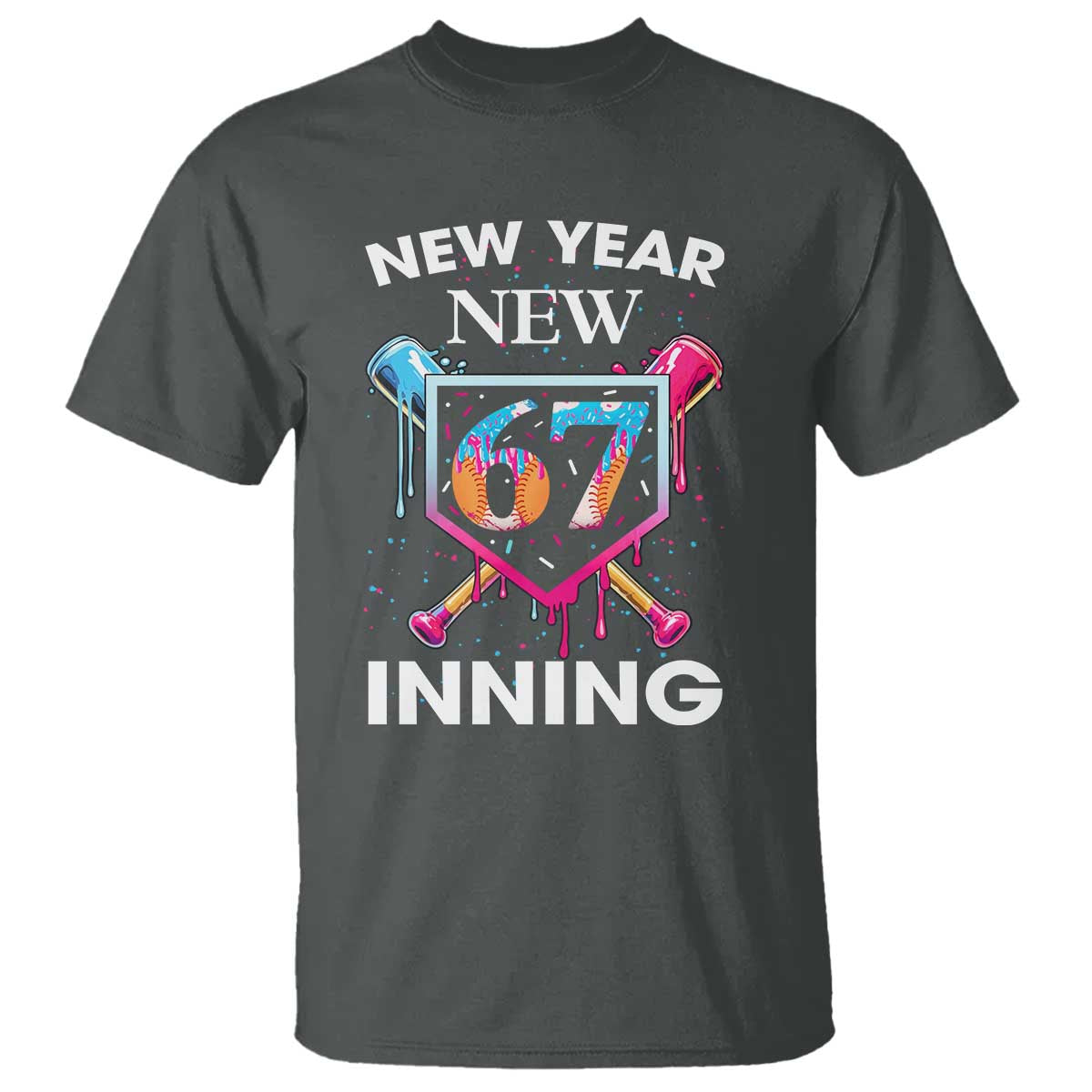Funny Six Seven Meme T Shirt 67 Number Sports American Football Ice Cream Drip TS14 Dark Heather Print Your Wear