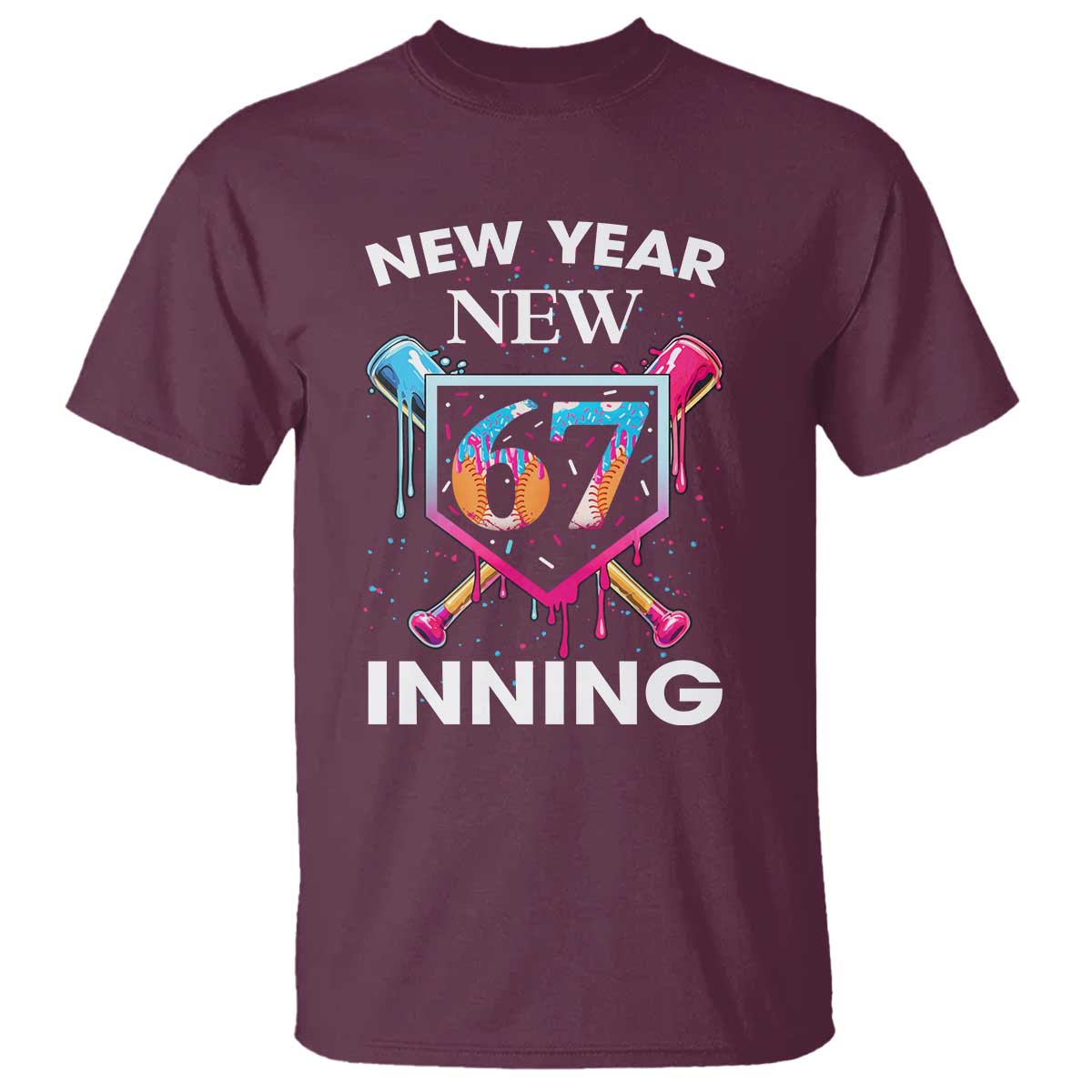Funny Six Seven Meme T Shirt 67 Number Sports American Football Ice Cream Drip TS14 Maroon Print Your Wear