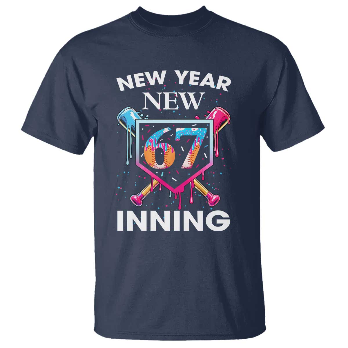 Funny Six Seven Meme T Shirt 67 Number Sports American Football Ice Cream Drip TS14 Navy Print Your Wear