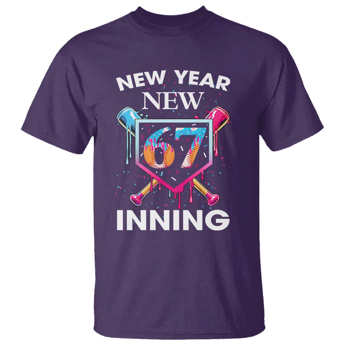 Funny Six Seven Meme T Shirt 67 Number Sports American Football Ice Cream Drip TS14 Purple Print Your Wear